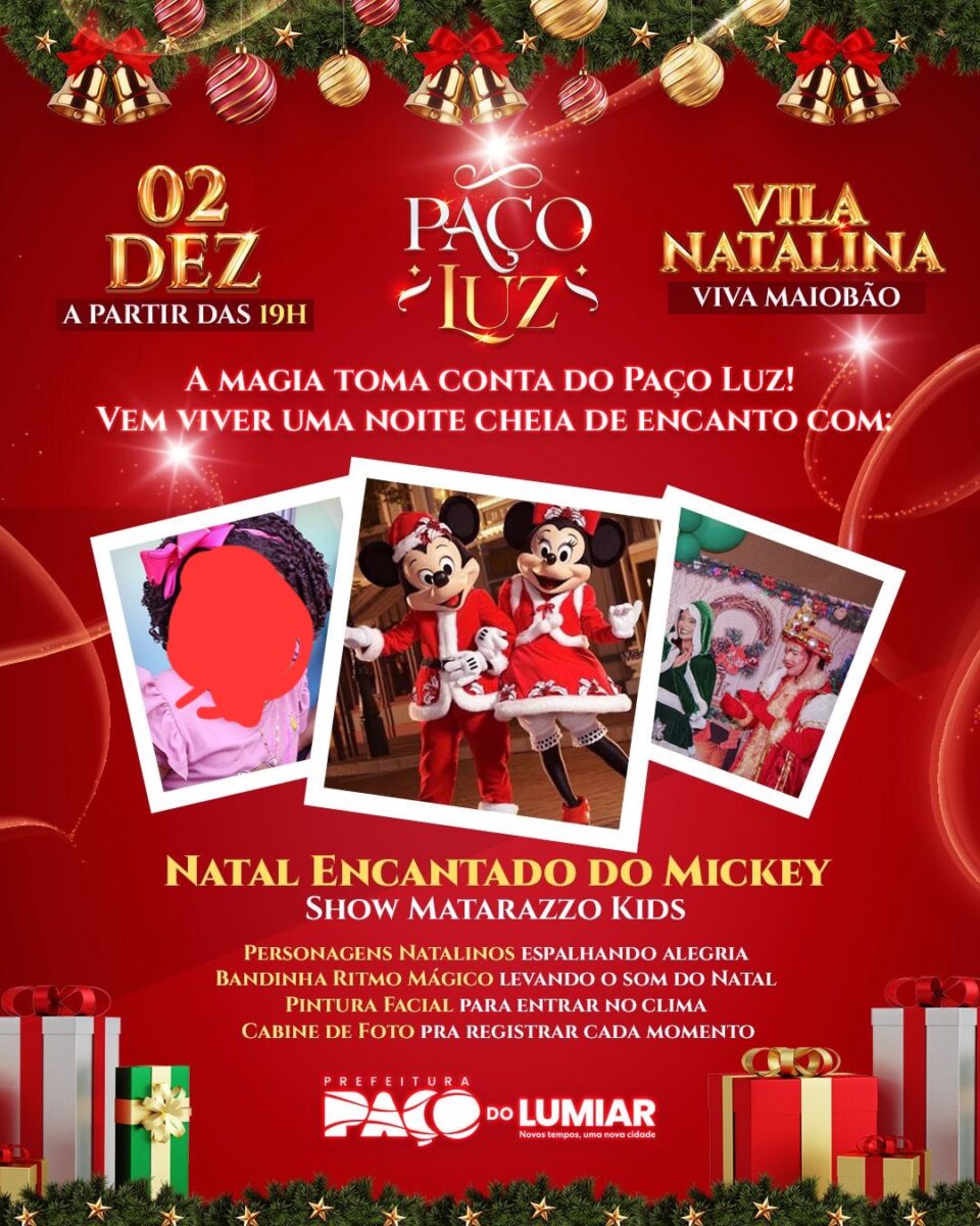 ONDE JÁ SE VIU?! – Em vez de figuras natalinas, Fred vai levar “Turma do Mickey” e Barney em espetáculo no Viva Maiobão